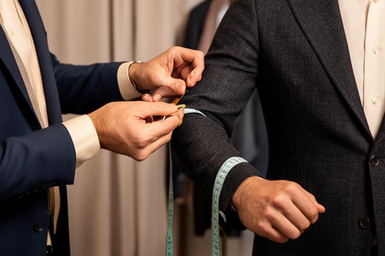 Man having a suit sleeve measured during a private fitting appointment